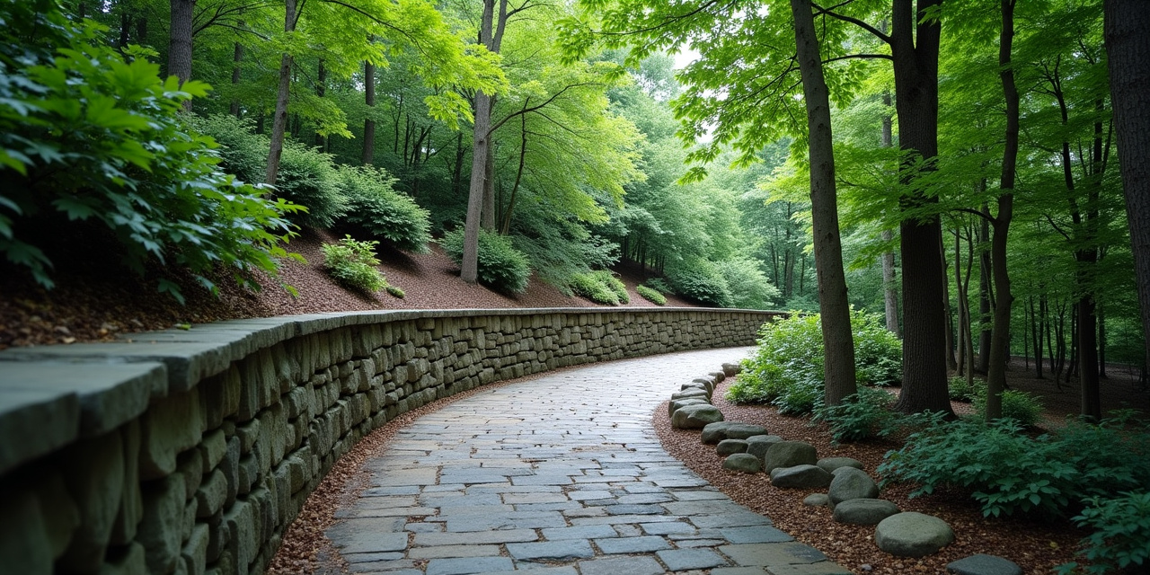 Stone wall property line bordering a wooded lot in a Bronxville, NY neighborhood, typical tick habitat edge