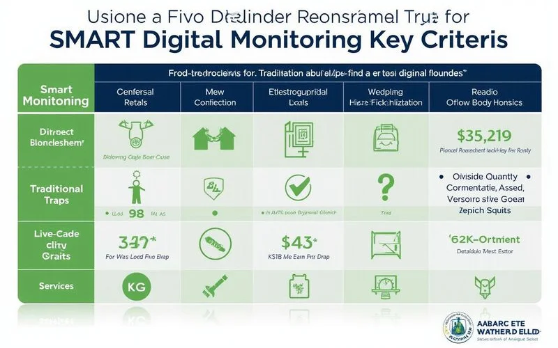 Comparison chart showing traditional pest traps versus SMART digital monitoring across key criteria