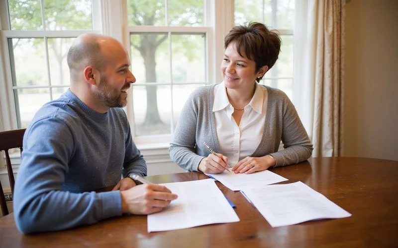 Real estate closing table with WDI clearance letter and treatment documentation among closing documents