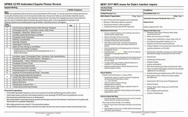 Sample NPMA-33 WDI inspection report form showing sections for findings and conditions